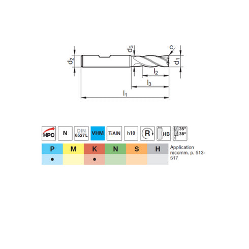 Carbide End Mill 4F with Weldon Shank, 64551 Details